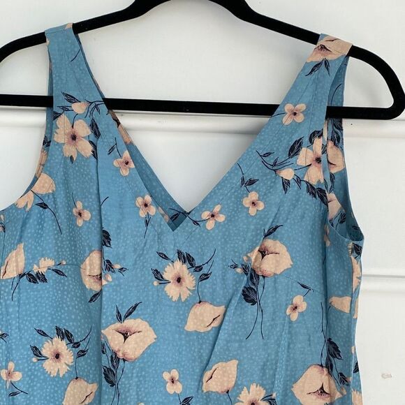 Rebecca Taylor Daniela Silk Blend Sleeveless Floral Blouse Tank Top Blue XS - Picture 3 of 13